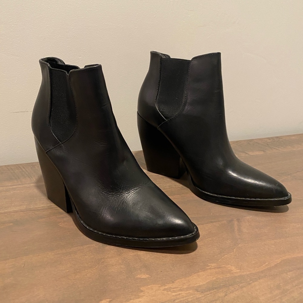 BP Black Leather Ankle Booties